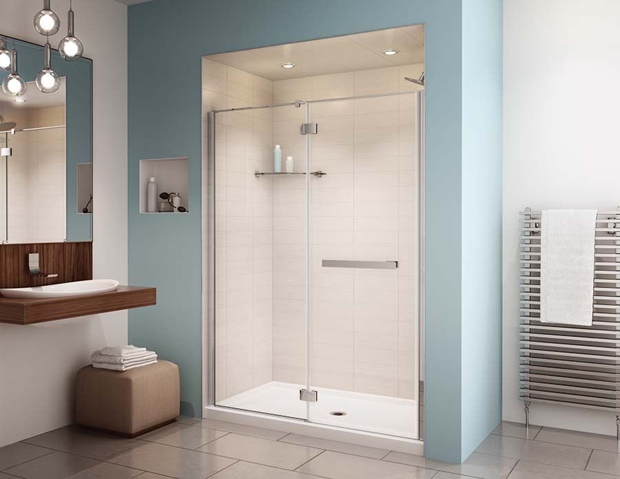 Cleveland tub to shower conversion contractor  with a frameless pivoting glass door - The Bath Doctor 