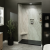 Crema-Marfil-InnovaShower with a InnovaStone matte black bases center drain