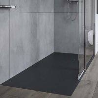 Matte black reinforced shower pan in a one level design - The Bath Doctor Cleveland Ohio 