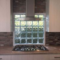 Glass block kitchen window above a stove top - Innovate Building Solutions 