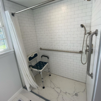 InnovaStone white marble low profile shower pan