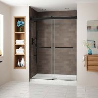 Safer replacement shower with matte black sliding glass doors - The Bath Doctor Cleveland Ohio 