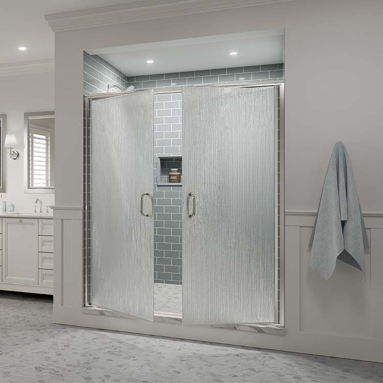 Semi-frameless french shower doors chrome finish
