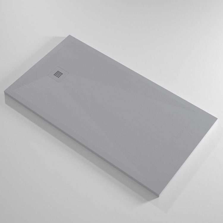 60 x 32 matte gray solid surface shower pan with a side drain for tub to shower conversions 