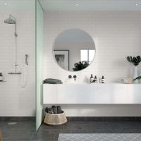 White Subway Tile 6 x 3 bath and shower wall panels in a contemporary bathroom - Innovate Building Solutions 
