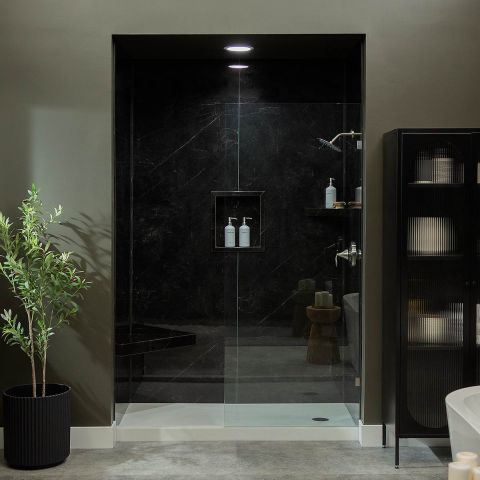 InnovaShower Nero Marquina pattern