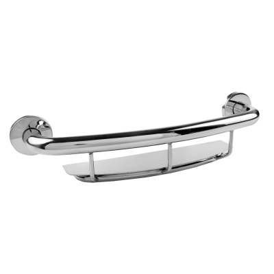 18 Grab Bar with Shelf Polished) | bathroom remodeling shower accessories