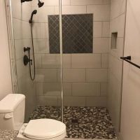 Roll in shower remodeling with a one level wet room bathroom - The Bath Doctor Cleveland Ohio 