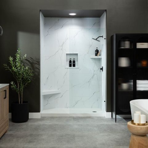 InnovaShower White Carrara pattern