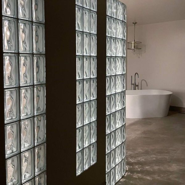 Glass Block Shower wall with walk in shower with multi pattern glass blocks | Innovate building solutions | Glass block shower walls | Bathroom shower design | Bathroom trends