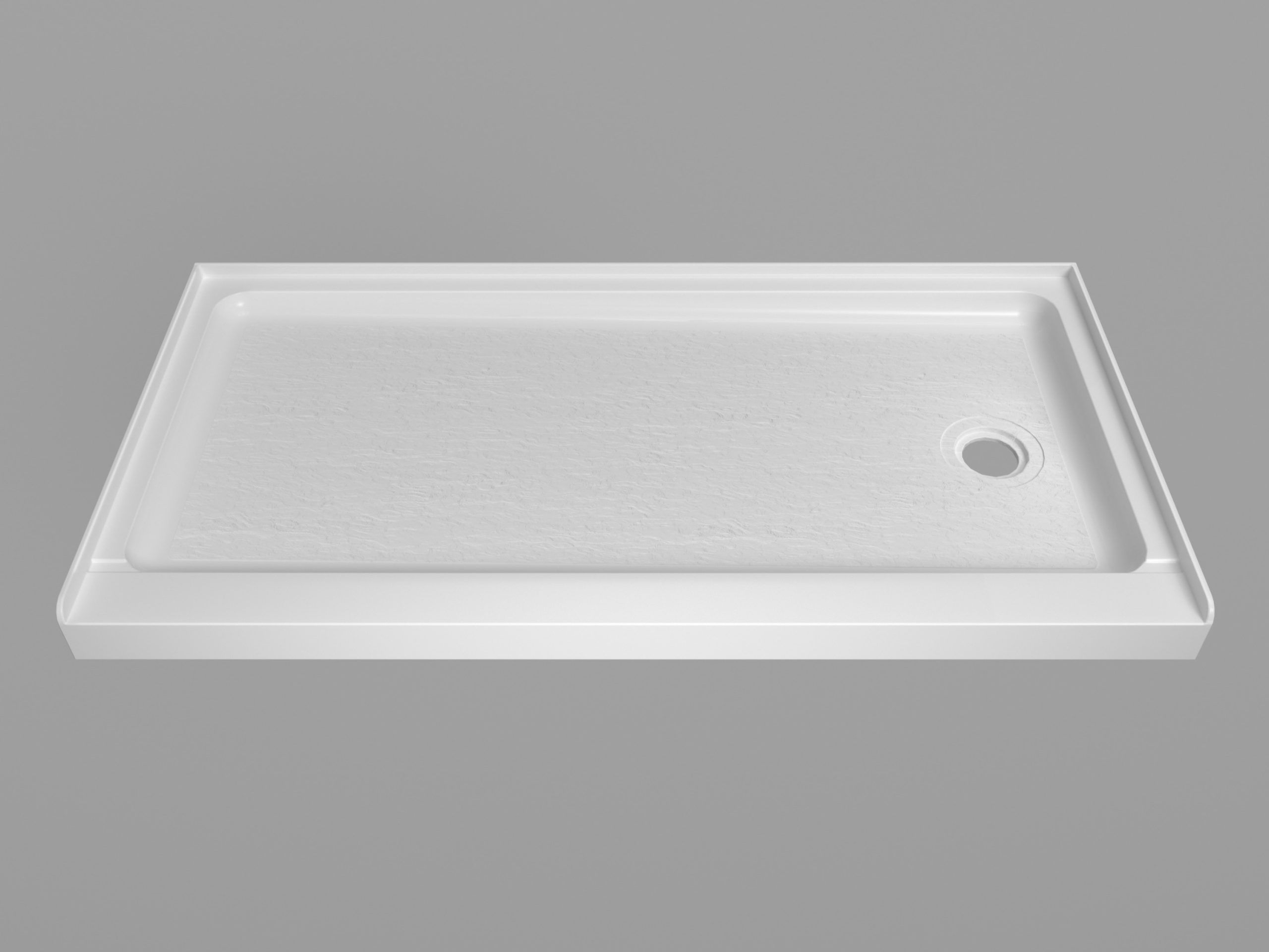 Acrylic pan with a concealed center drain in 48 x 36 and 60 x 36 sizes 