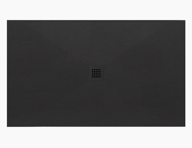 48 x 36 center drain black slate stone base with a low profile barrier entry