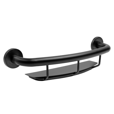 18 Grab Bar with Shelf, Matte Black