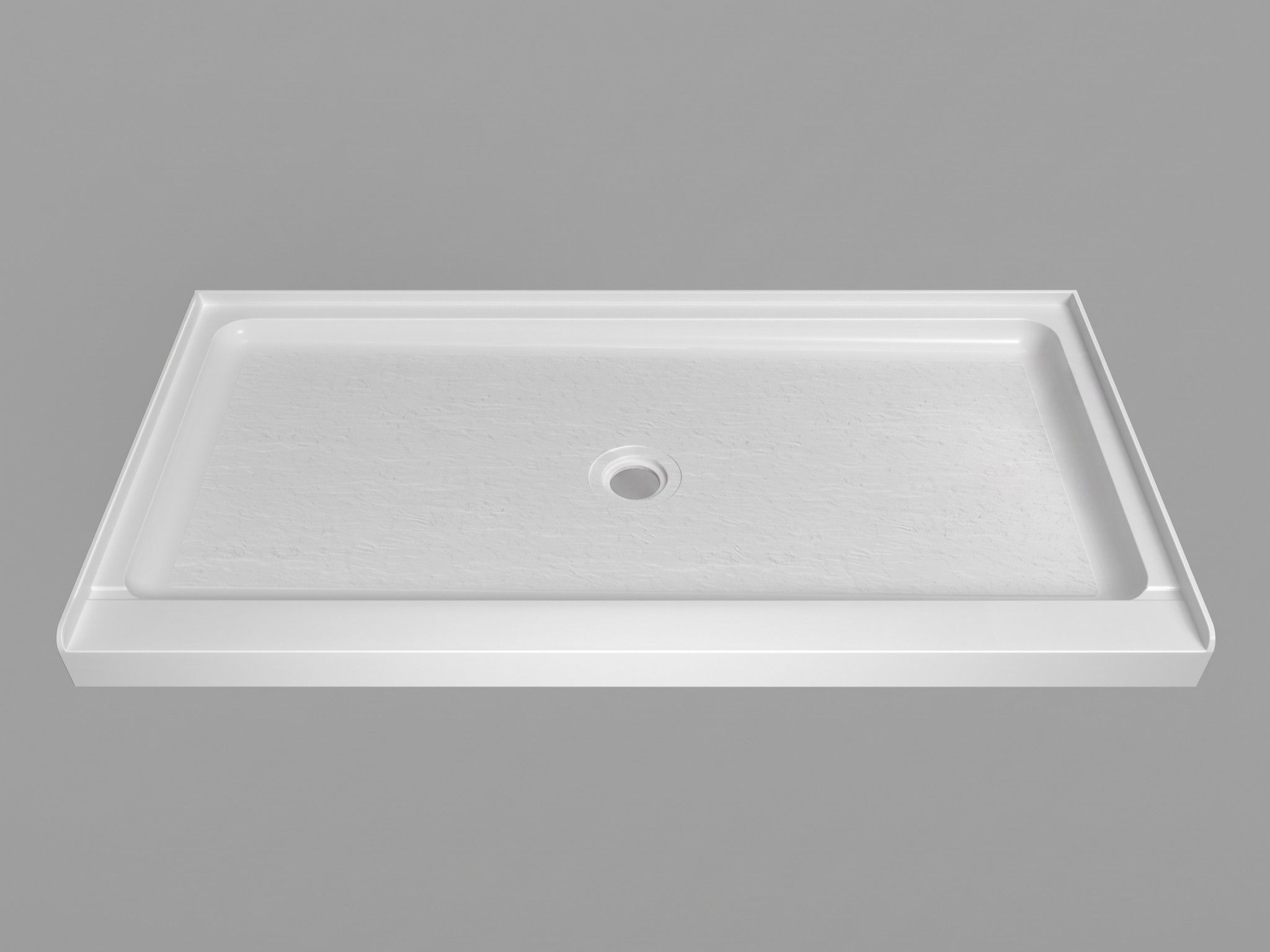 Acrylic pan with a concealed center drain in 48 x 36 and 60 x 36 sizes 