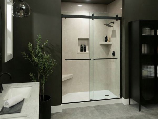 Tuscany Sand - InnovaShowers - Alcove Shower Surround - Brushed matte black