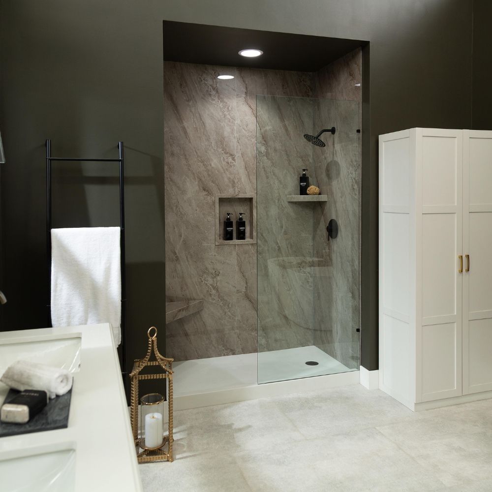 Emperado Light - slab - alcove shower surround