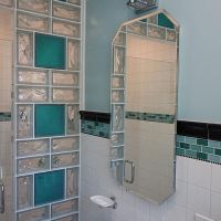 Glass block premade wall with 4 x 8 and 8 x 8 colored glass block and style caps in San Diego California - Innovate Building Solutions 