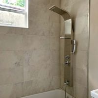 Bathtub replacement with laminate tub wall panels Bay Village - The Bath Doctor 