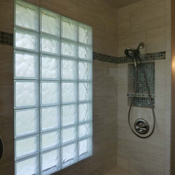 Glass block shower window