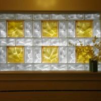 Close up of a wave pattern glass block window using 8 x 8 and 4 x 8 sizes - Innovate Building Solutions 