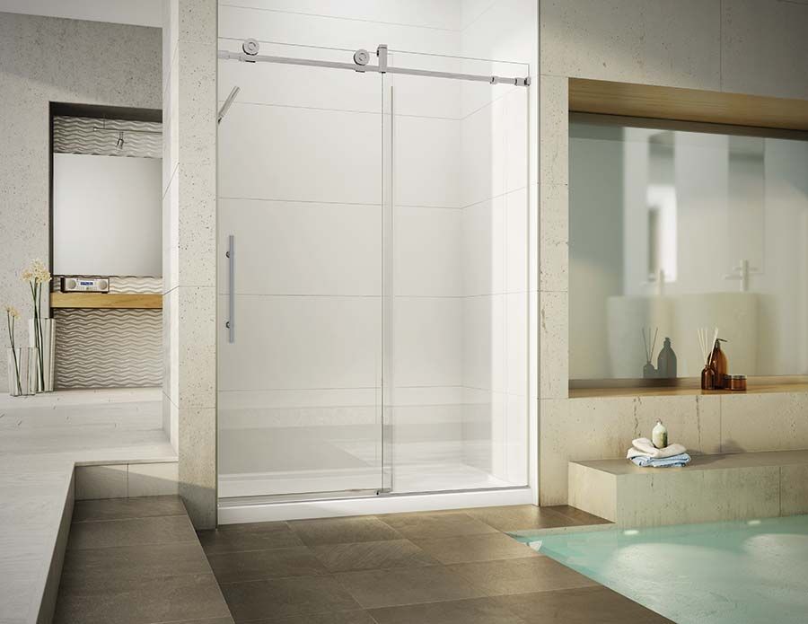 Bathtub to shower conversion with sliding barn doors - The Bath Doctor Cleveland 