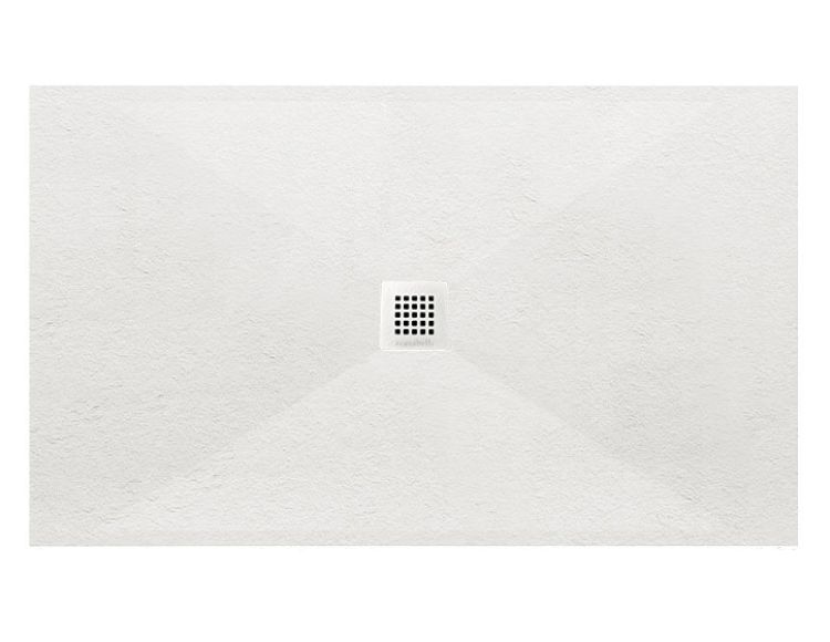 48 x 36 center drain white slate stone base with a low profile barrier entry