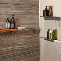 Grout free wall panels and shelving in a tub insert project - The Bath Doctor Cleveland