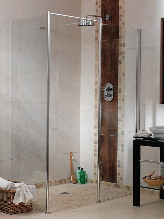 Two shower screens with ready for tile one level base and tile floor - Innovate Building Solutions 
