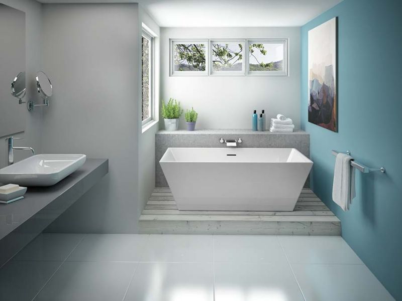 Sharp - modern small rectangular acrylic freestanding tub