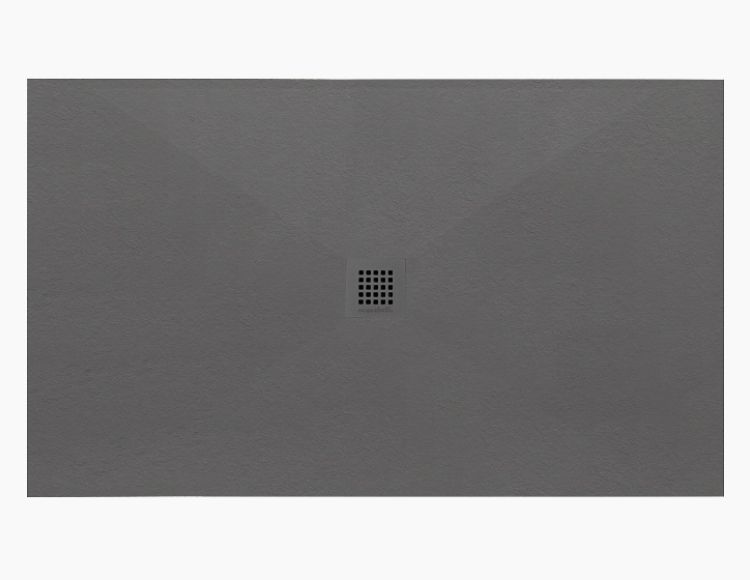 48 x 36 center drain charcoal slate stone base with a low profile barrier entry
