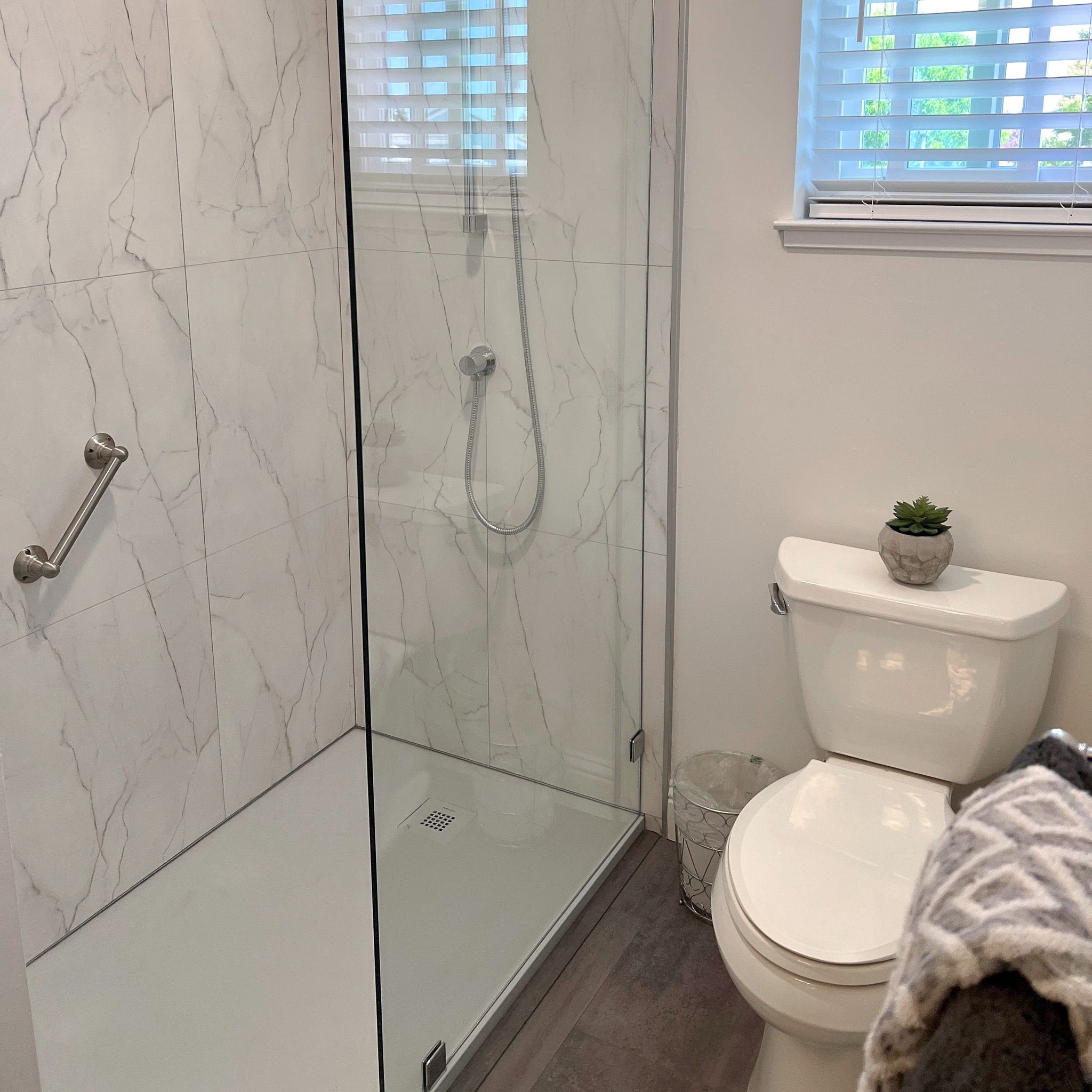 Fixed glass shower panel bianco marble wall panels | Innovate building solutions | bathroom remodel | shower kits | bathroom shower remodel | Renovation ideas | Interior design