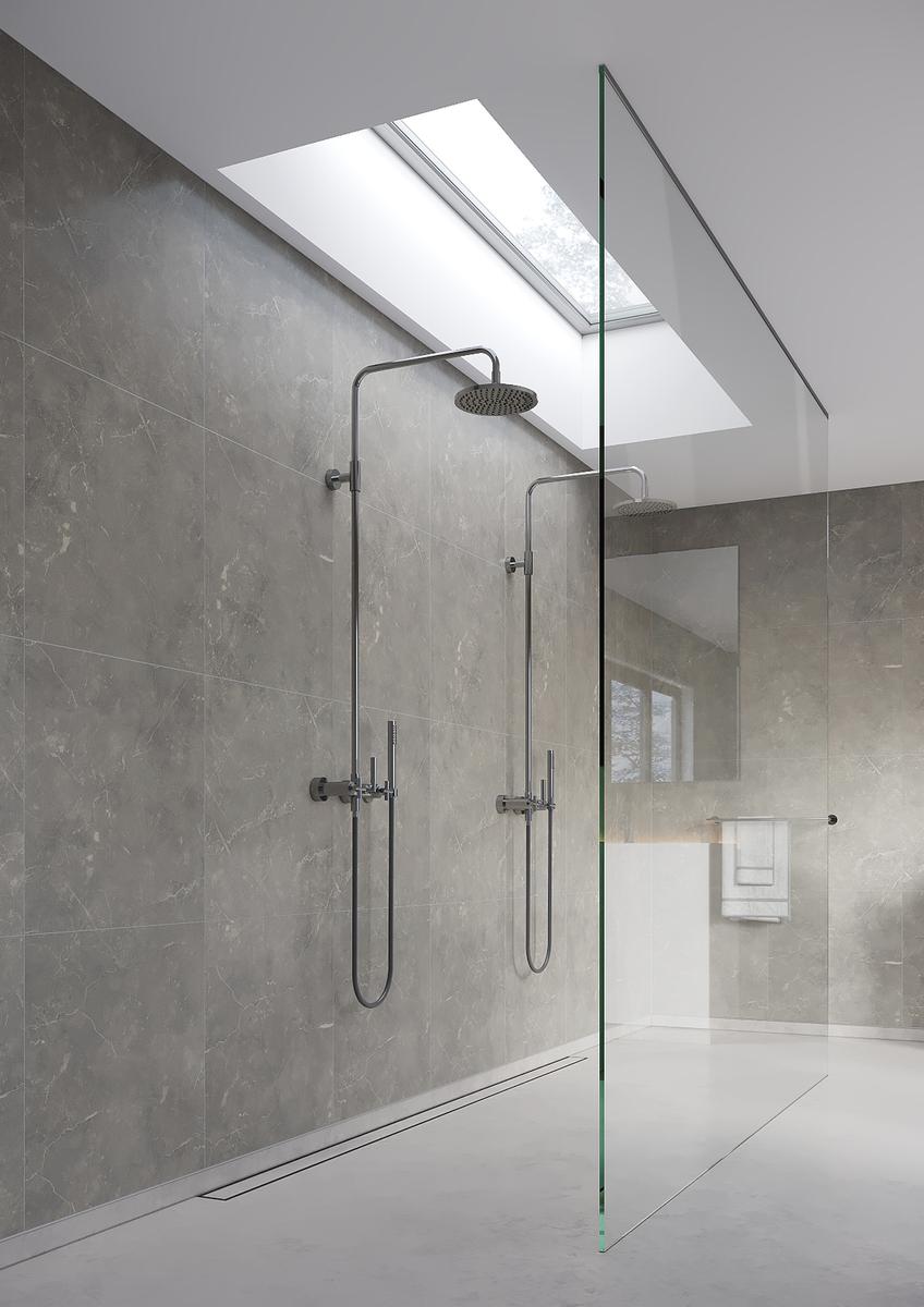 Silver Grey Marble 24x24 | Laminate Wall Panels | Grout Free Bathtub and Shower Wall Panels