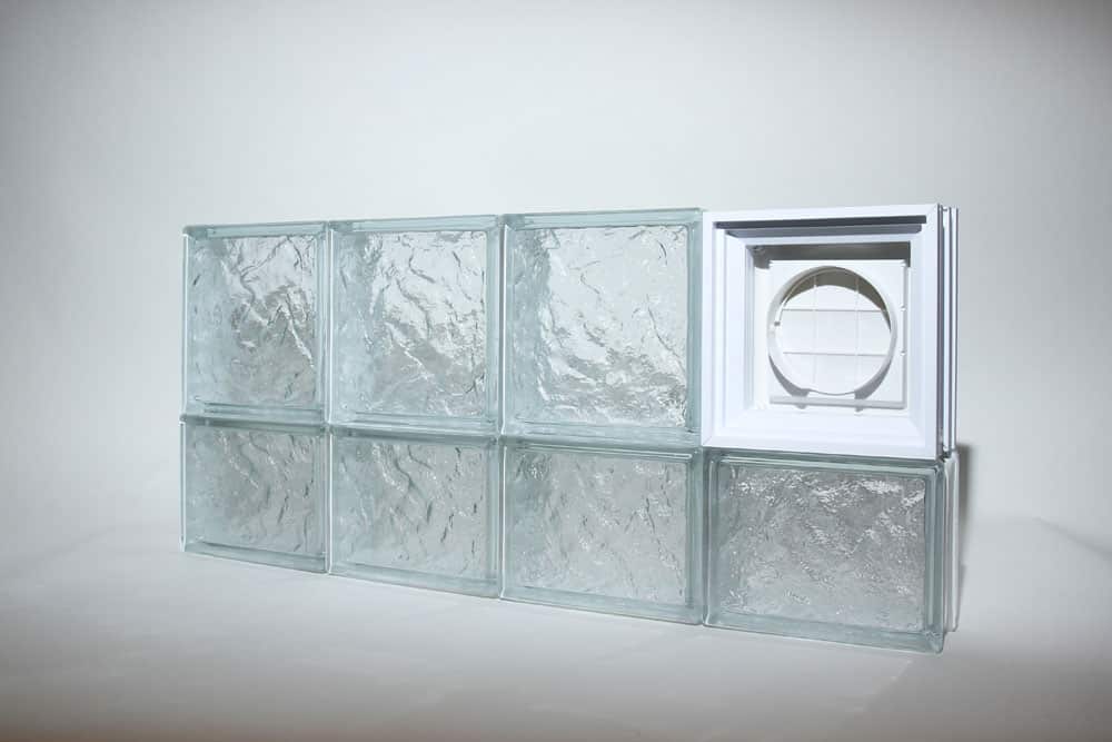 Prefabricated 32 x 14 standard basement window replacement with a dryer vent block - Columbus Glass Block 
