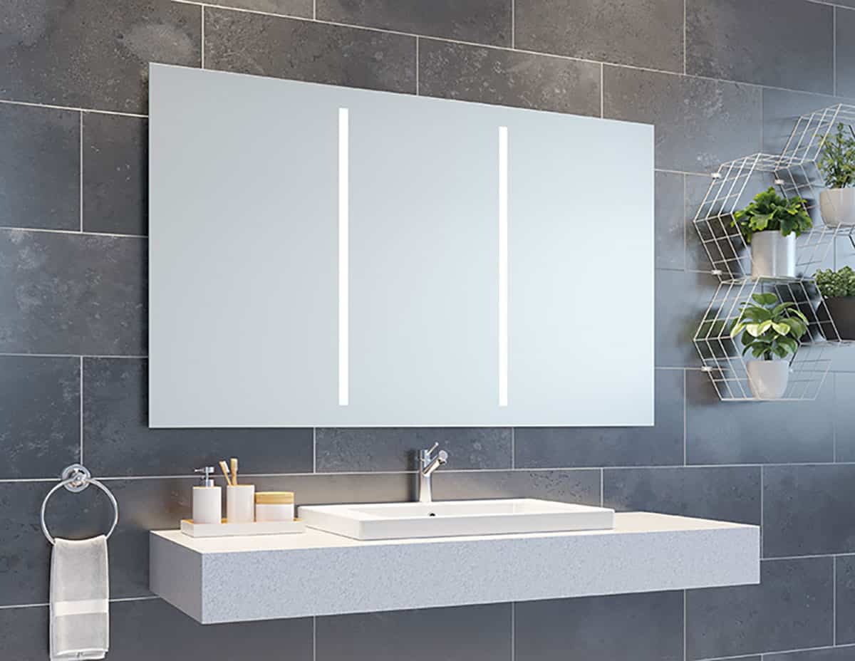 Led Lighted Bathroom Vanity Mirrors, Mirrored Bath Vanity Cabinet