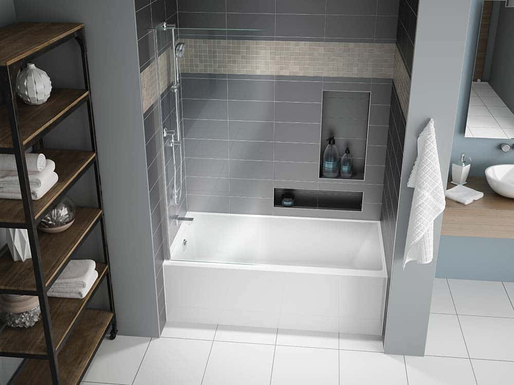 Alcove tub with shower