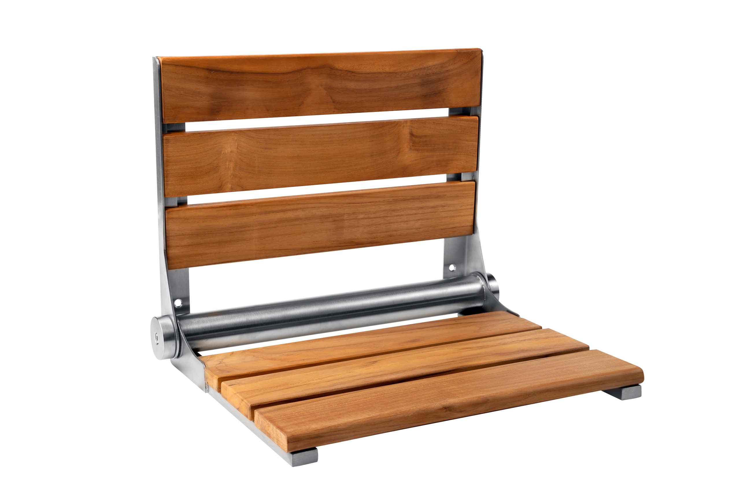 20 inch x 16 inch teak fold down shower seat - Innovate Building Solutions 