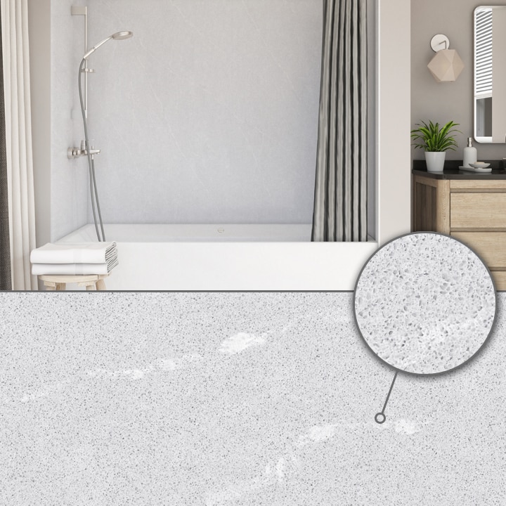 Gray Quartz Gray DIY Shower and Tub Wall Panels for Bathroom