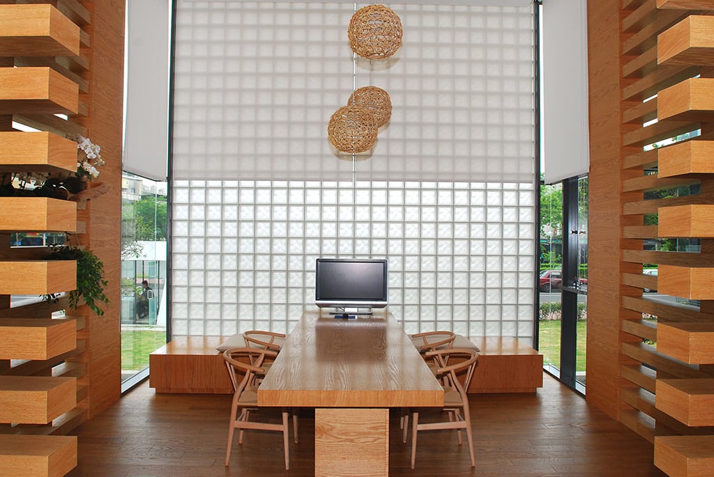 Frosted glass block wall in a Scandinavian styled home - Innovate Building Solutions 