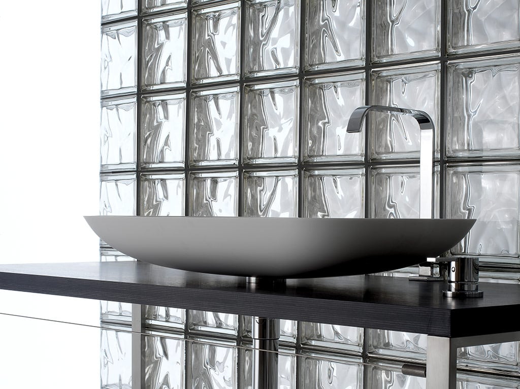 Glass block bathroom vanity wall - Innovate Building Solutions 