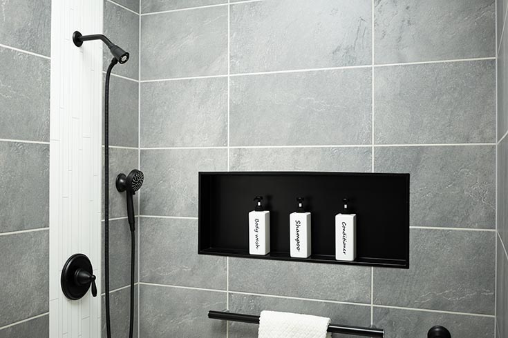 3D Black Slate Bathroom Remodeling Ideas For DIY Projects