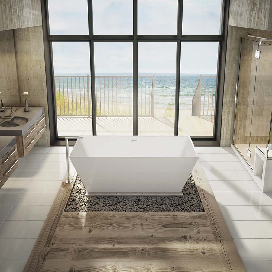 Sharp - large rectangular double-ended acrylic freestanding tub