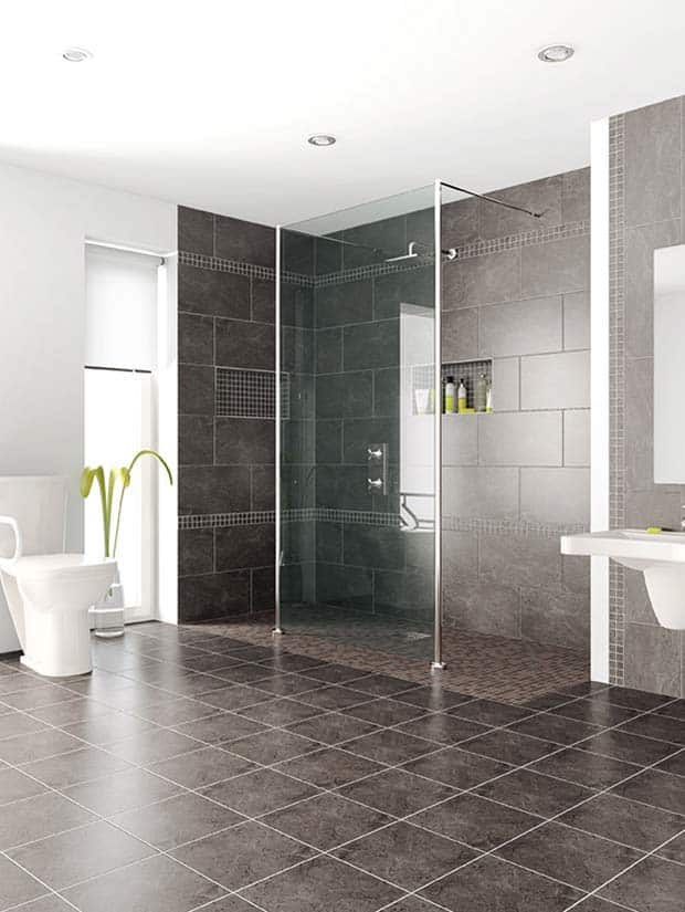 Shower Screen in large roll in shower using ready for tile pan - Innovate Building Solutions 
