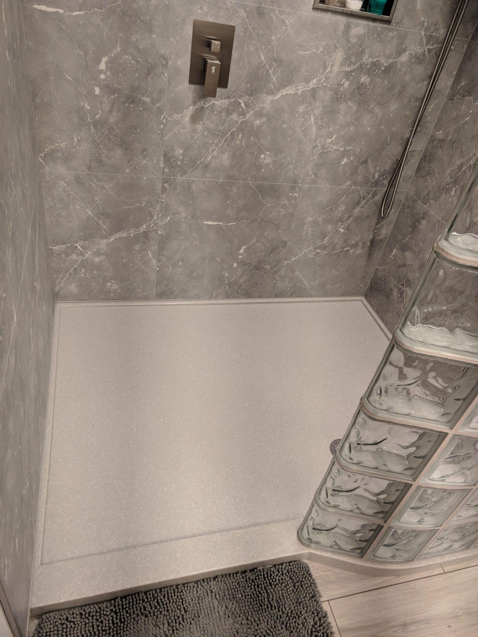 Shower Base with Glass block Wall