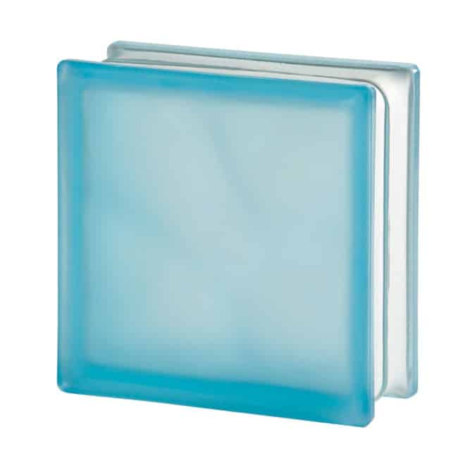 Sky blue colored frosted glass block 19 x 19 x 8 - Innovate Building Solutions 