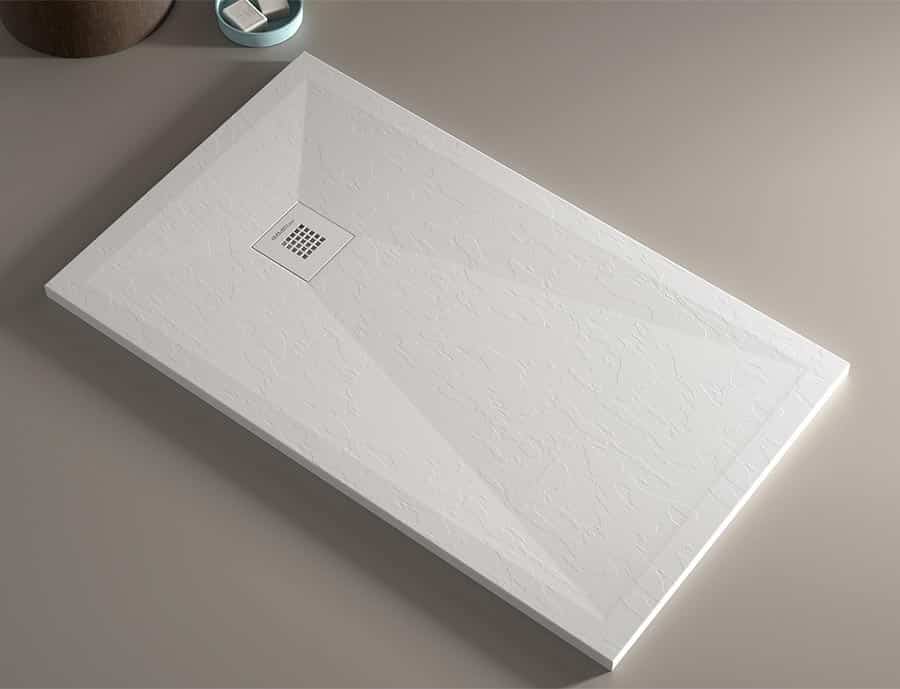 60 x 32 matte white solid surface low profile shower pan with a textured bottom 