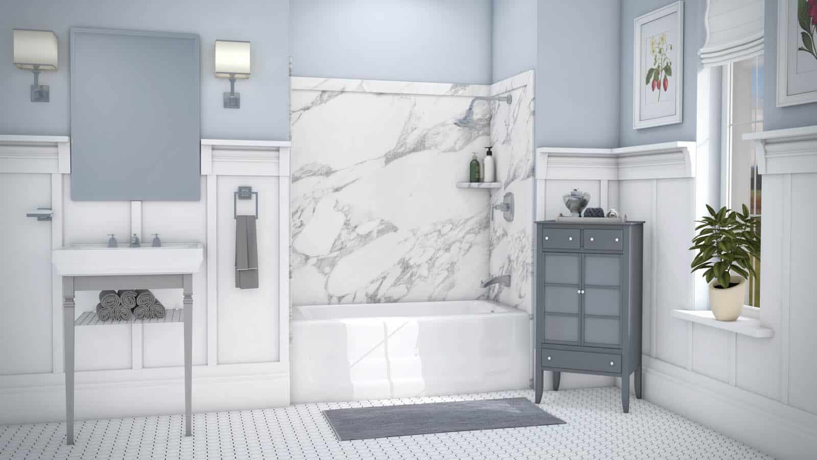 calacatta white elite tub surround panel DIY kit 