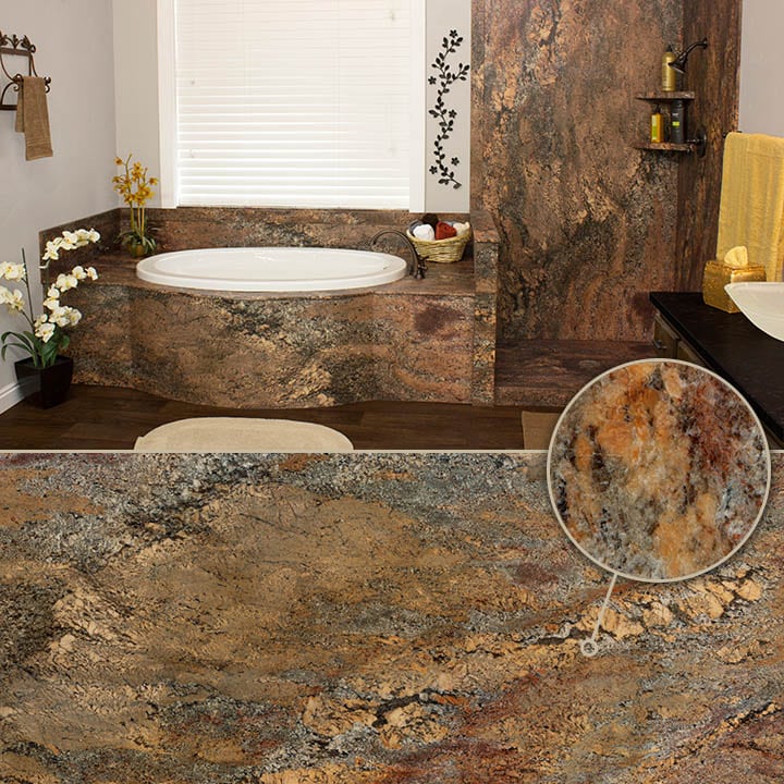 Crema Bordeaux bathtub and tub surround wall panels 