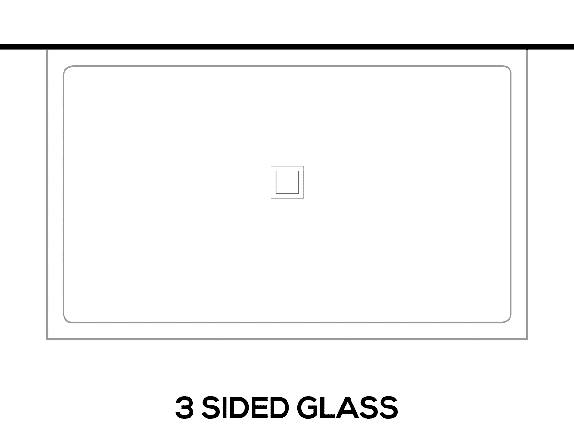 3 sided glass shower diagram