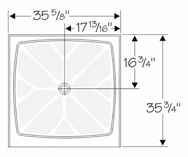 36 x 36 square cultured granite shower pan layout 