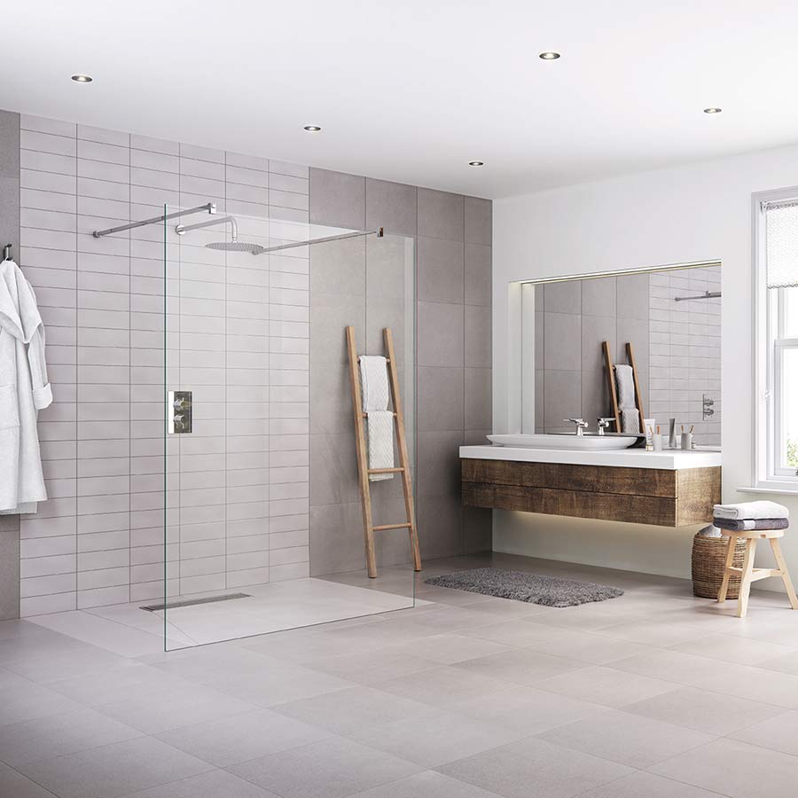 Contemporary wet room and bathroom with a shower screen - Innovate Building Solutions 